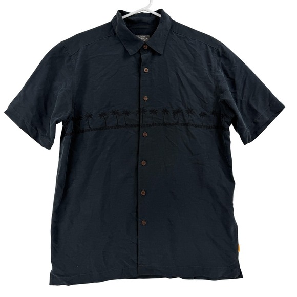 Quiksilver Other - Quiksilver Shirt Mens Small Blue Palm Tree Short Sleeve Button Up Waterman Surf